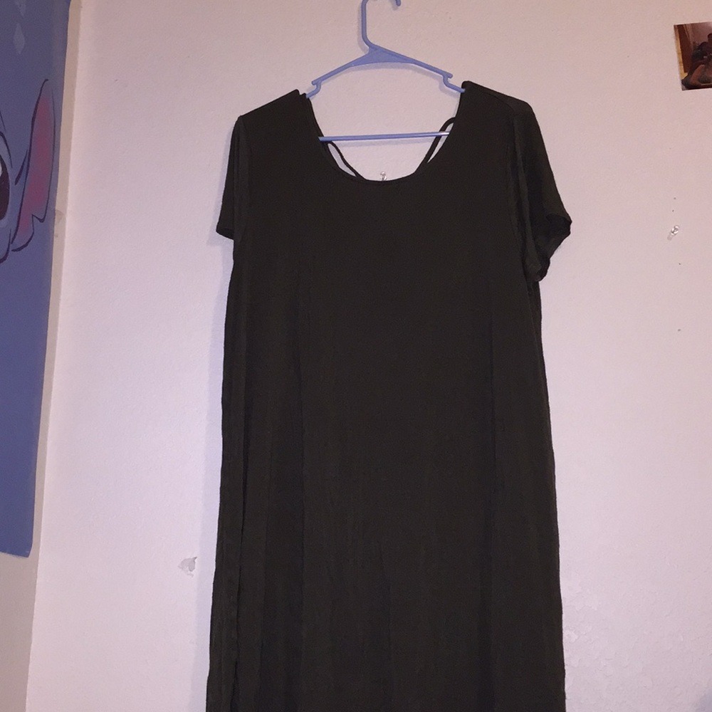 navy green tshirt dress